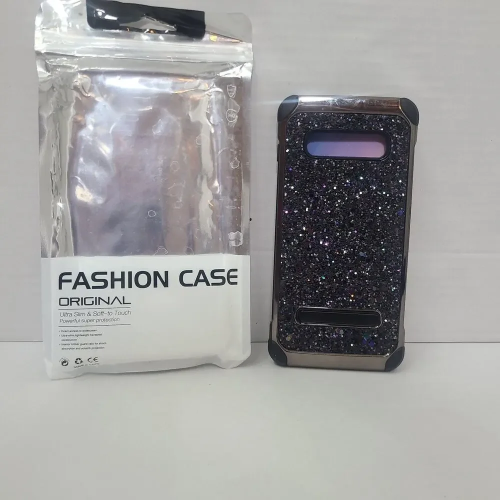 For Samsung Galaxy S10+ Plus Shockproof Black Glitter Case Free Ship